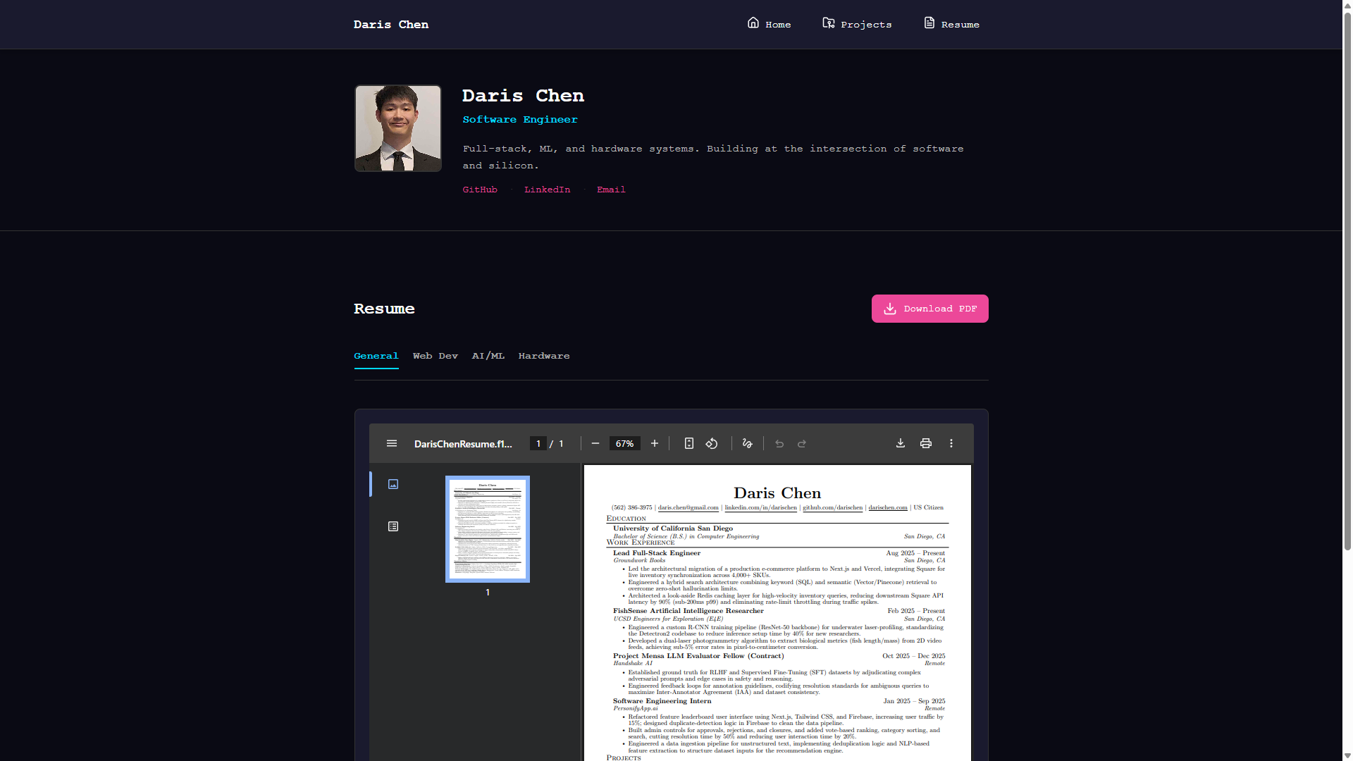 Resume Tabs