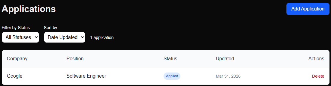 Applications Tracker